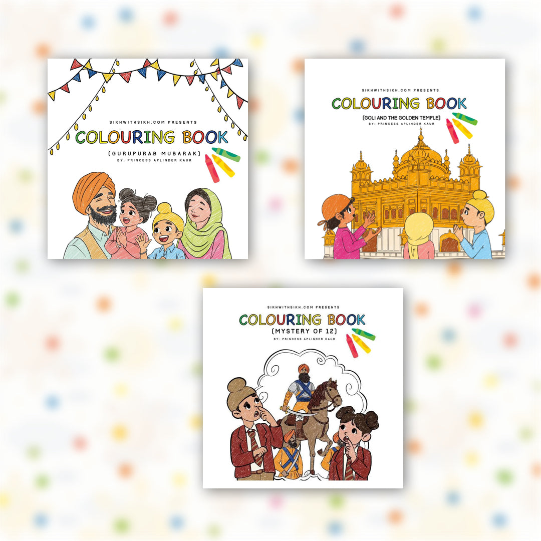 Coloring Book Combo (Set of 3) - Guru Purab Mubarak, Goli and The Golden Temple, Mystery of 12