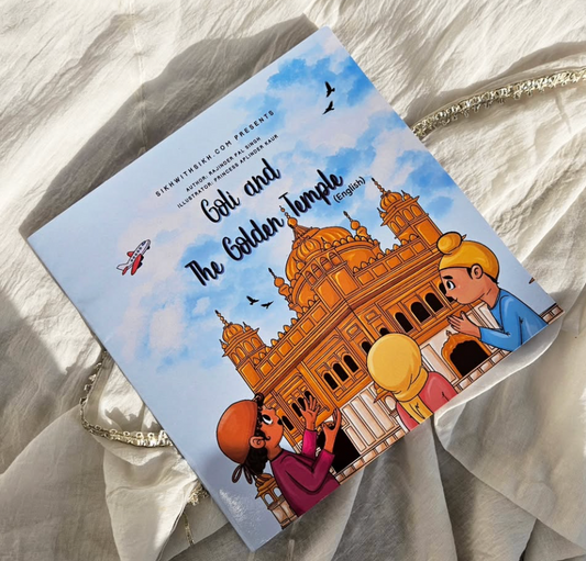 Book cover of 'Goli and the Golden Temple' with illustrations on a light background