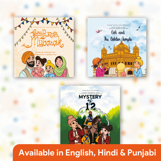 Sikh Comic Books (Set of 3) - Guru Purab Mubarak, Goli & The Golden Temple, Mystery of 12